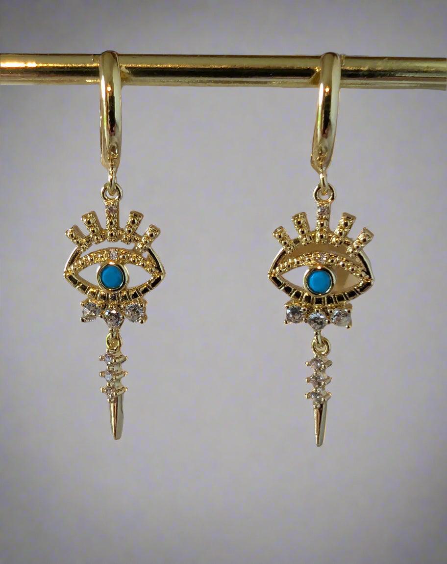 Evil Eye Huggie Hoop Earrings image 0