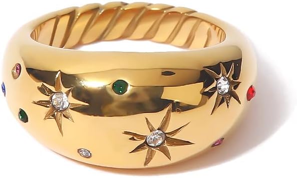 18K Gold Plated Geometric Ring – Stainless Steel, Waterproof & Hypoallergenic