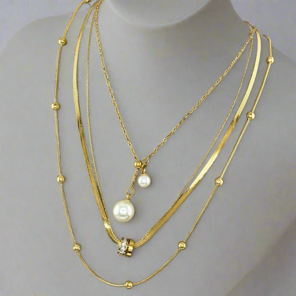 Gold Beaded Snake Chain Necklace – 18K Gold PVD, Waterproof & Hypoallergenic