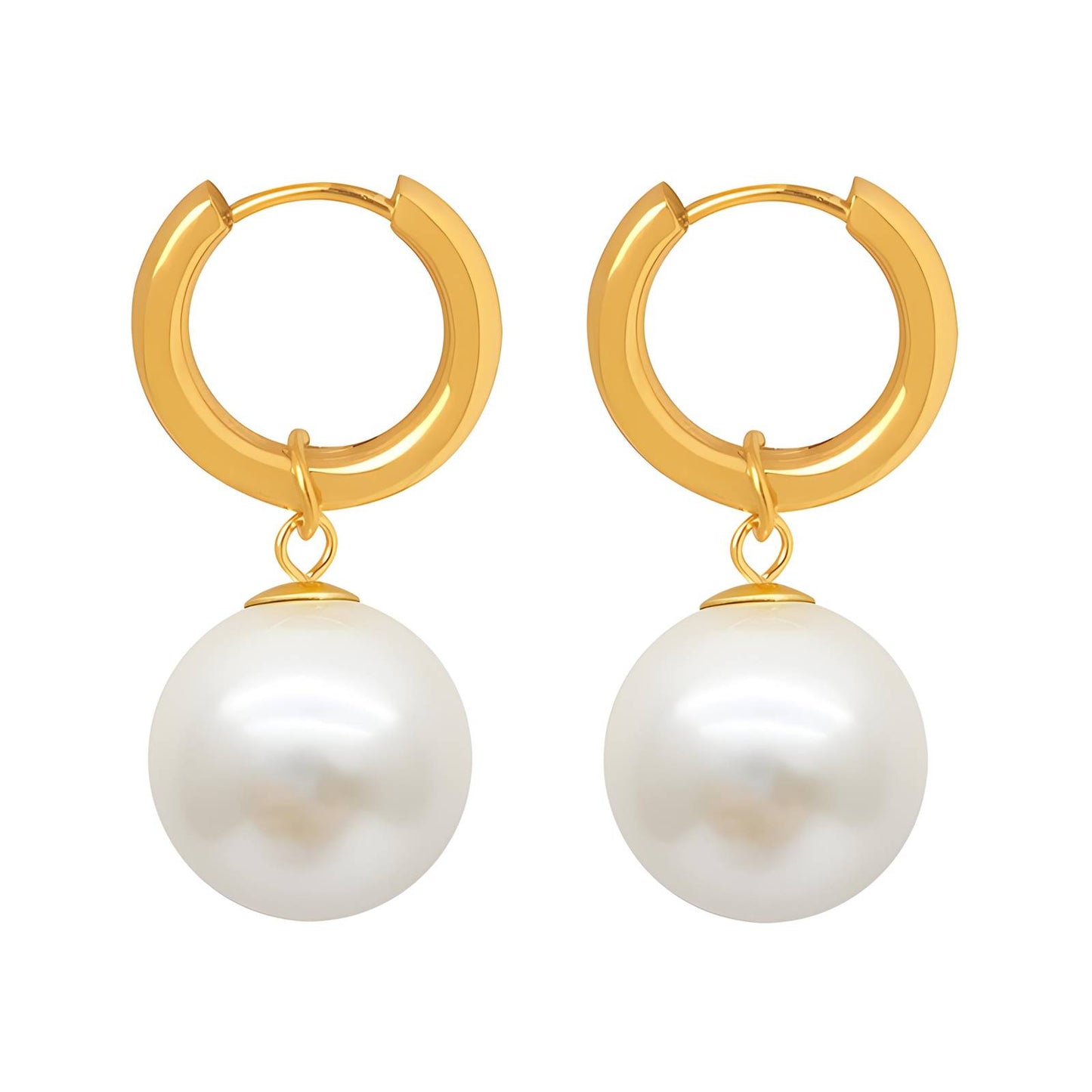 Gold Pearl Drop Earrings – Waterproof & Hypoallergenic