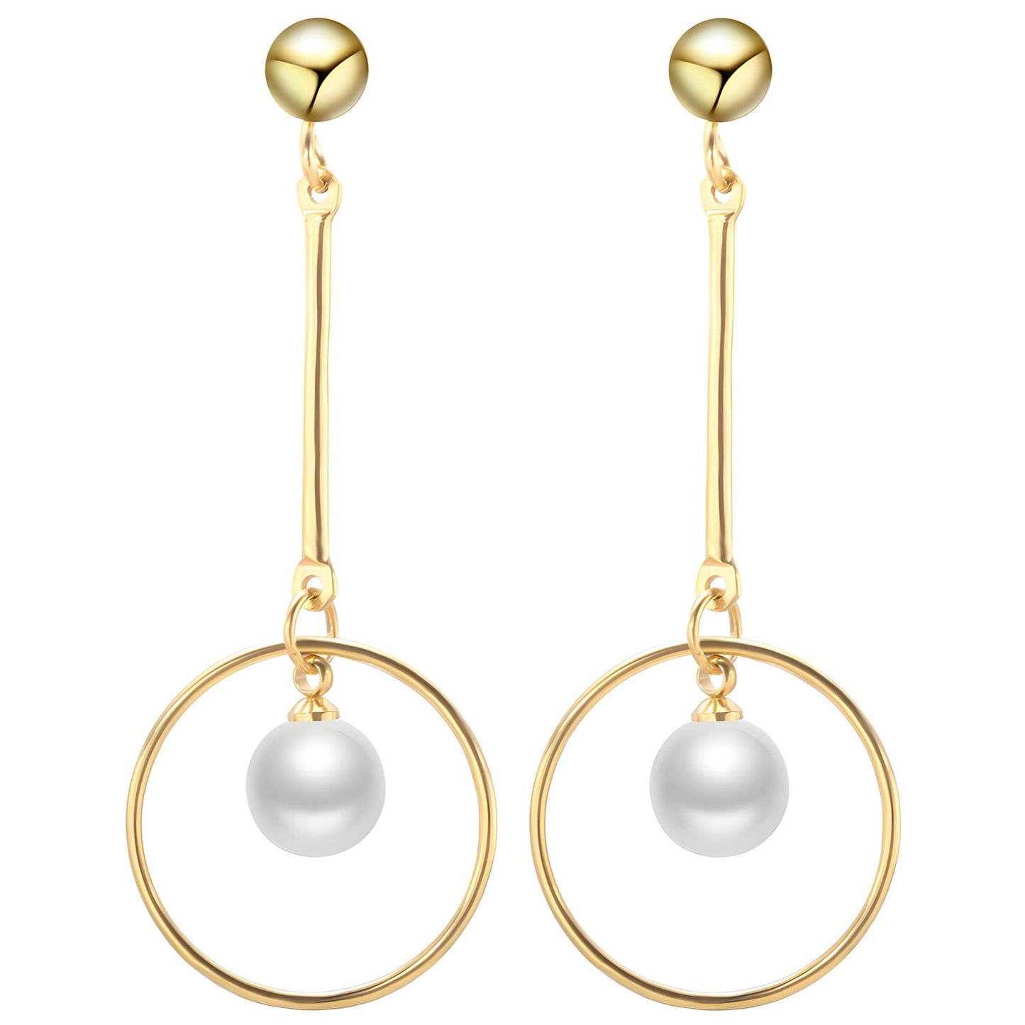 Modern Pearl Drop Earrings – 18K Gold PVD Plated, Waterproof & Hypoallergenic