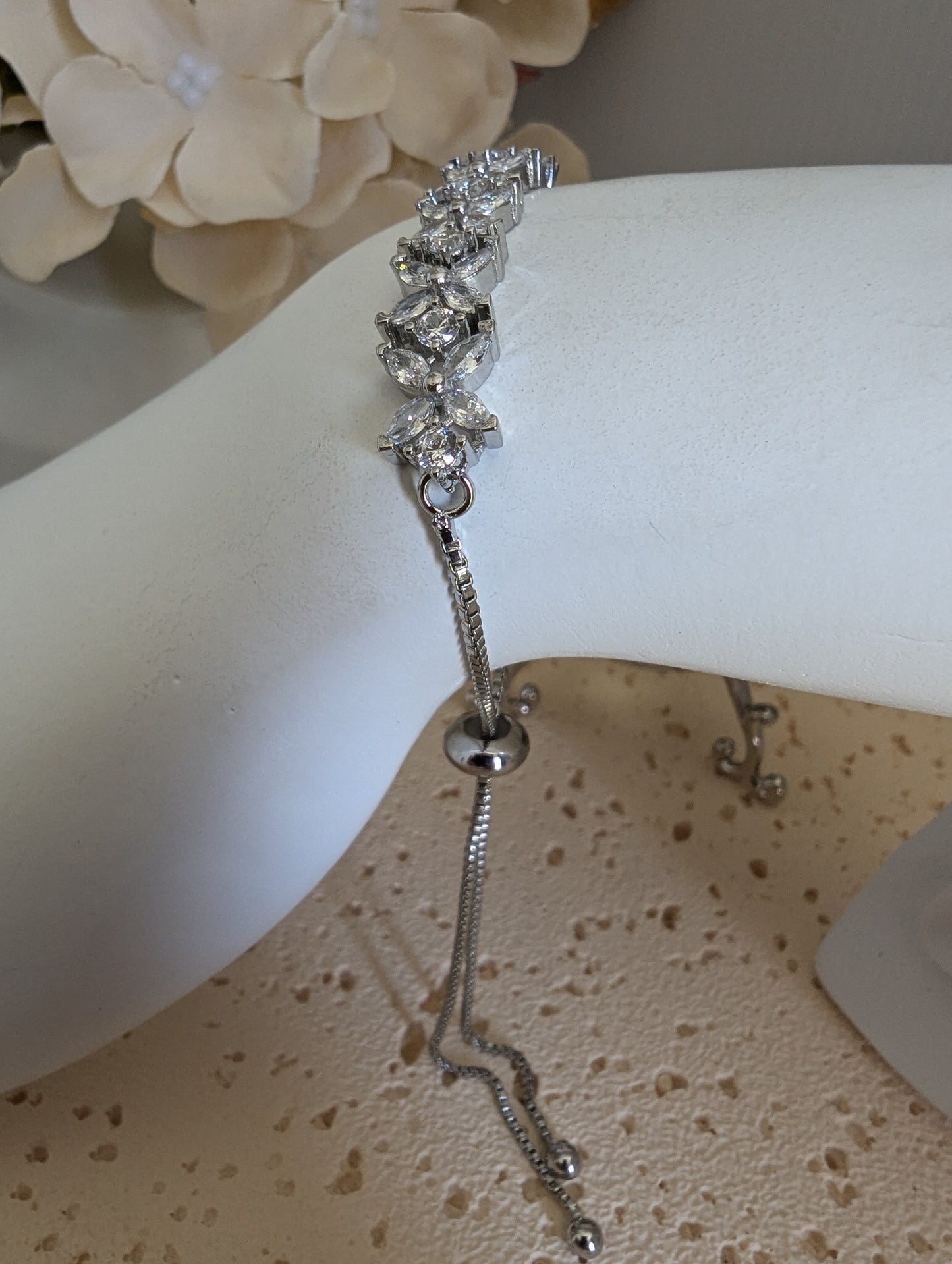 Adjustable Silver Zircon Bracelet