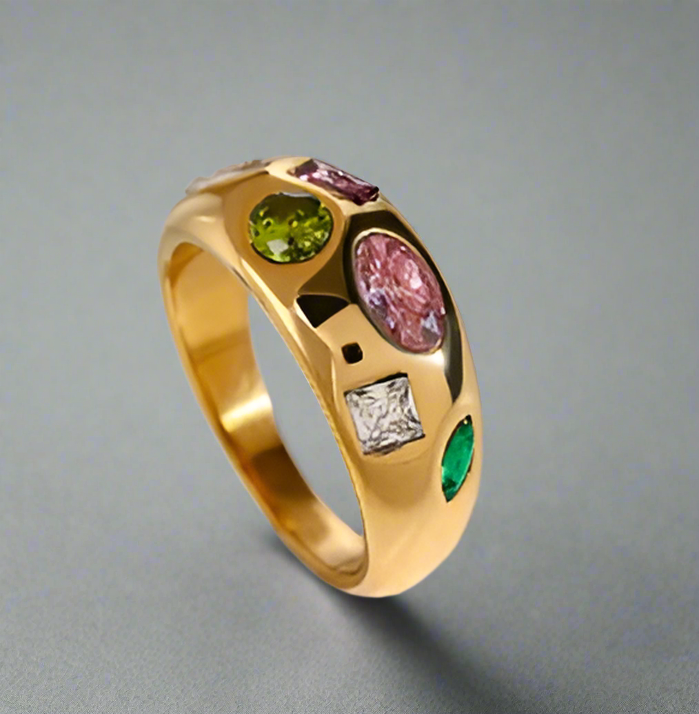 18K Gold Plated Starburst Ring – Stainless Steel, Waterproof & Hypoallergenic