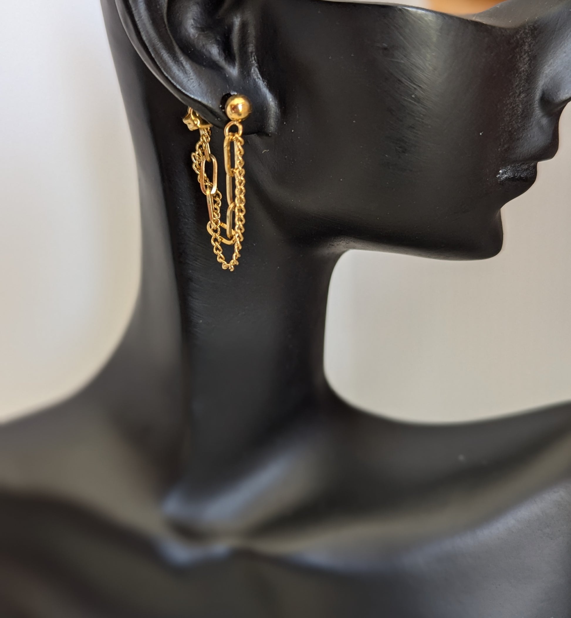 Jolie Duo Chain Drop Earrings Studs image 2