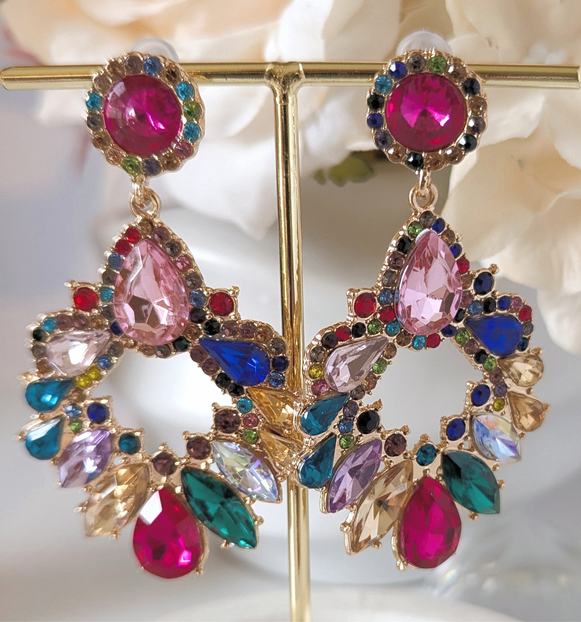 Valentina Rhinestone Earrings - Peacock image 0