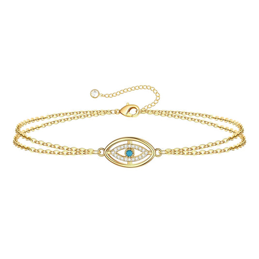 Evil Eye Bracelet – 18K Gold Plated, Waterproof, Non-Tarnish