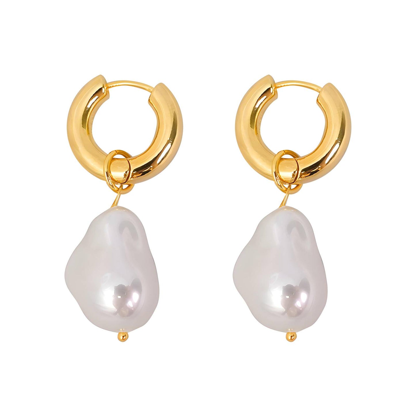 Baroque Pearl Drop Earrings – 18k Gold Waterproof