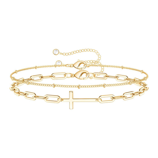 Cross Bracelet 18k Gold Stainless Steel image 0