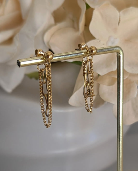 Jolie Duo Chain Drop Earrings Studs image 0