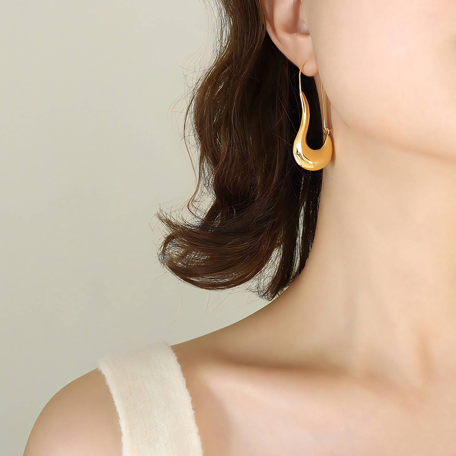 Chunky Bullion Hoop 18k Gold Plated Earrings image 1